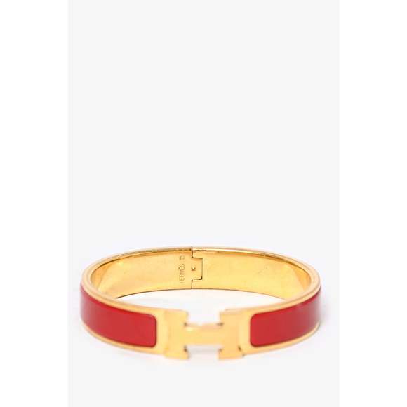 Hermès Red Enamel/Gold Clic Bracelet - Picture 3 of 3